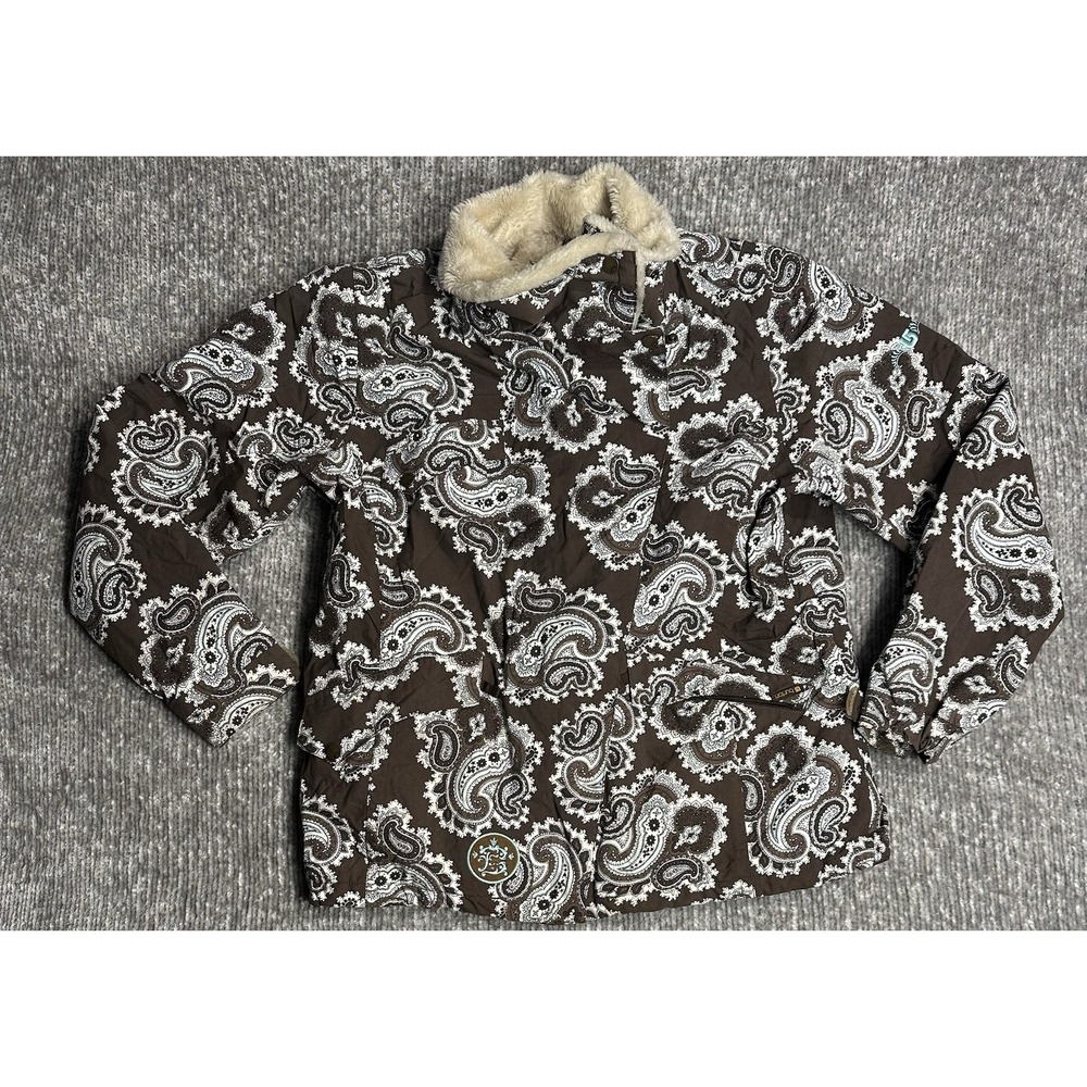 Burton Full Zip Winter Ski Snowboard Jacket Brown/Blue Paisley Women's L